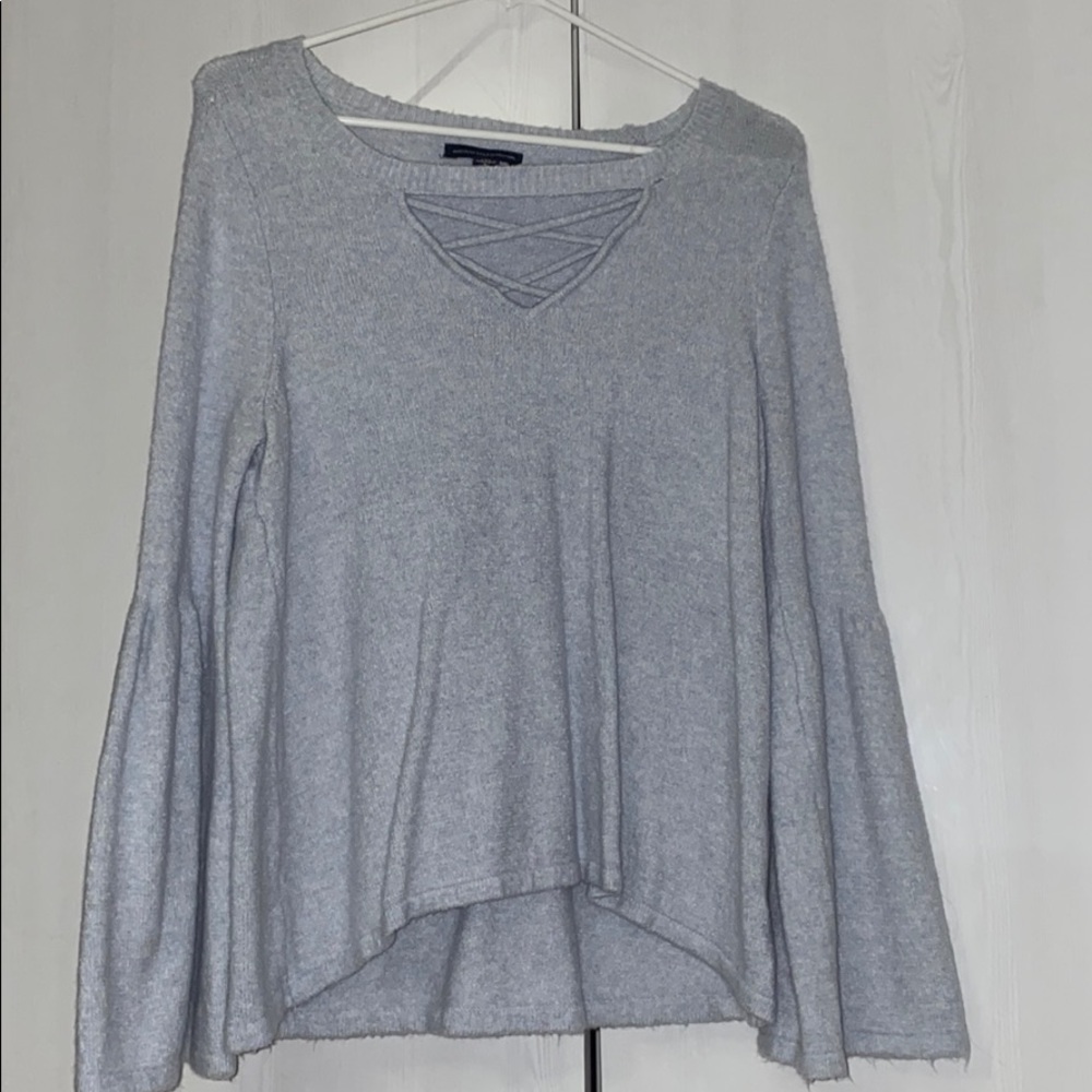 Bell Sleeve Sweater Cool Blue/Gray